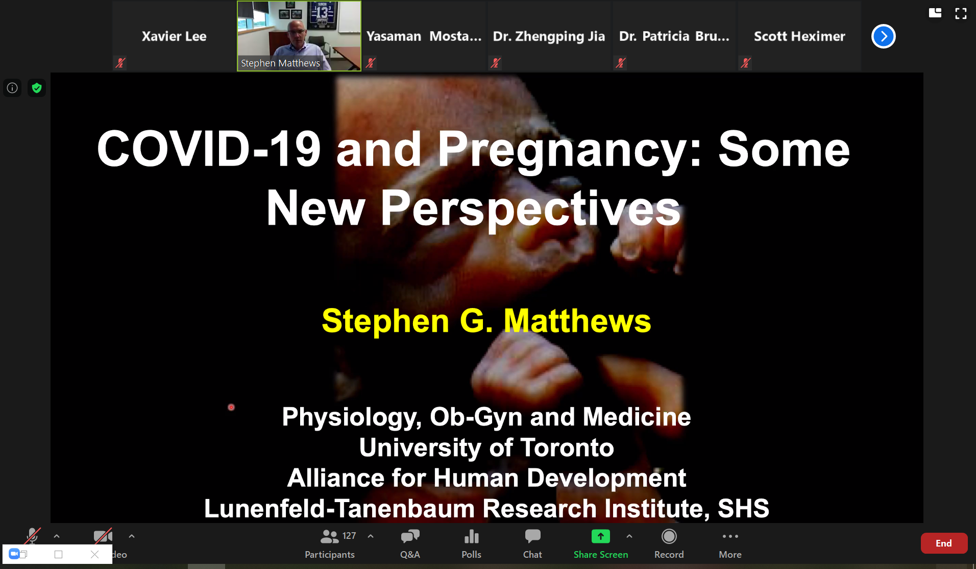 screen shot of Professor Stephen Matthews' keynote talk