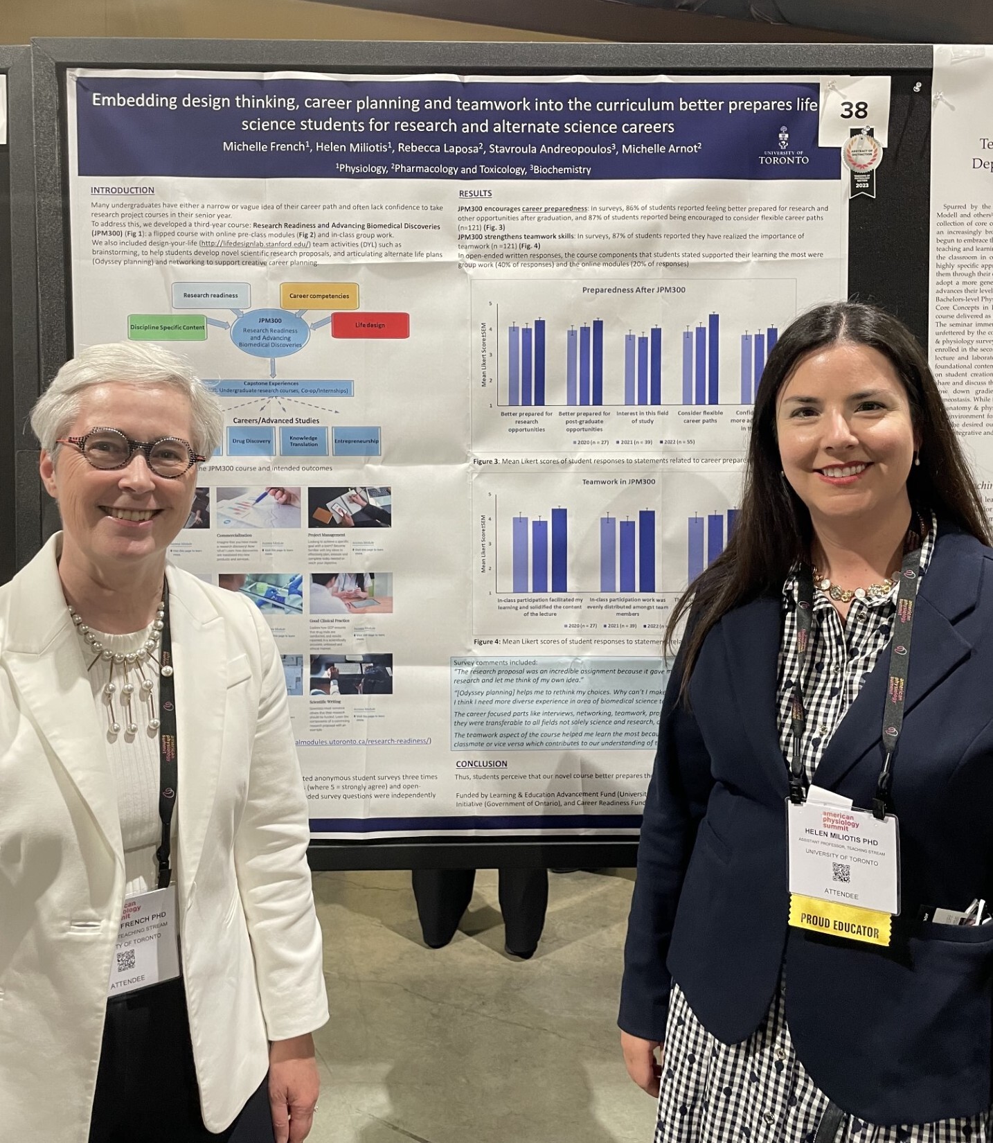 Drs. Michelle French and Helen Miliotis with their research poster.