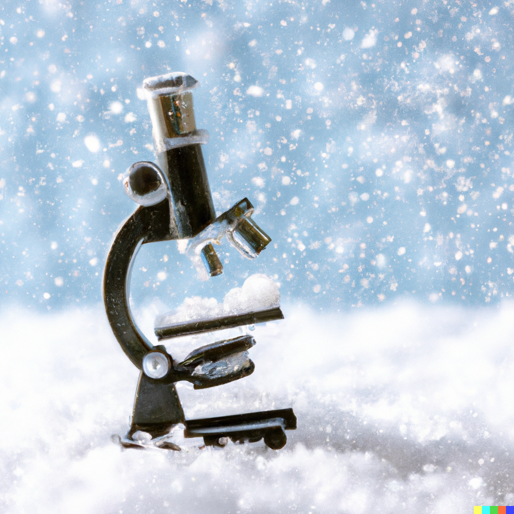 Snowy Scene with Microscope