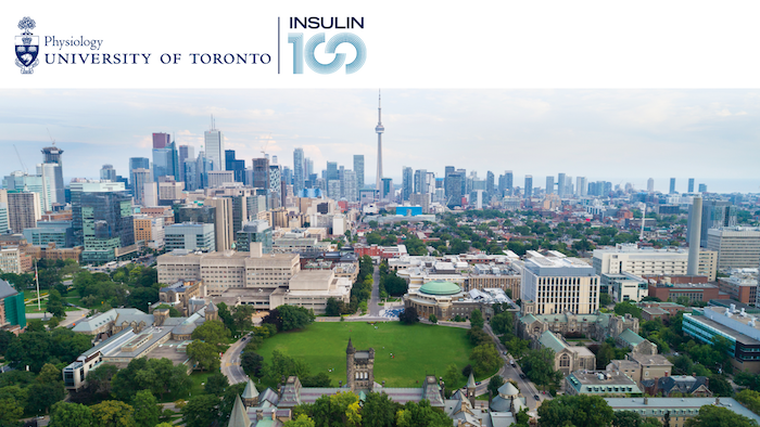 Image of U of T and the skyline of Toronto